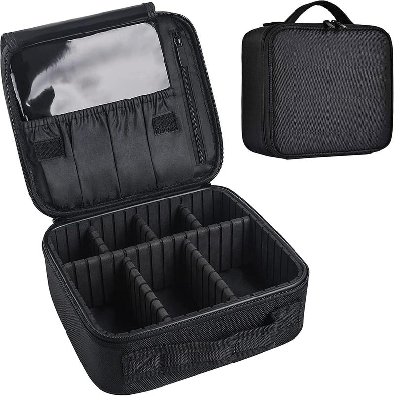 Stodern Professional Makeup Case Organizer Bag Waterproof Travel Vanity Bag with Adjustable Compartments for Cosmetics Makeup Brushes Jewelry Toiletries Accessories Perfect for Women Black - Image 1