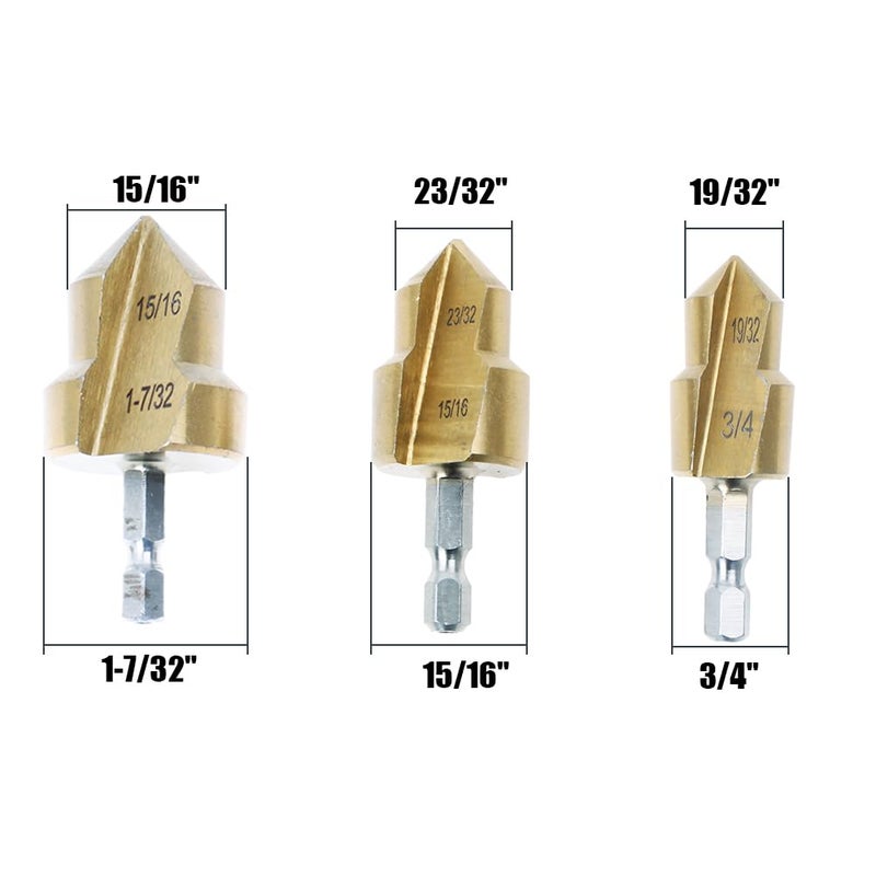 AUTOTOOLHOME 3Pack PPR Lifting Stepped Drill Bit Reamer Drill for Water Pipe Tube Repair Drill Connection Tool for 1/2" 3/4" 1inch Pipes 1/4 Hex Shank Quick Change - Image 3