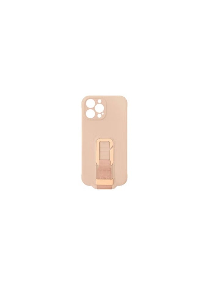 CATANES iPhone 12 Pro Case Soft Silicone Foldable Kickstand Buckle Hook Back Cover Pink Sand - Image 2
