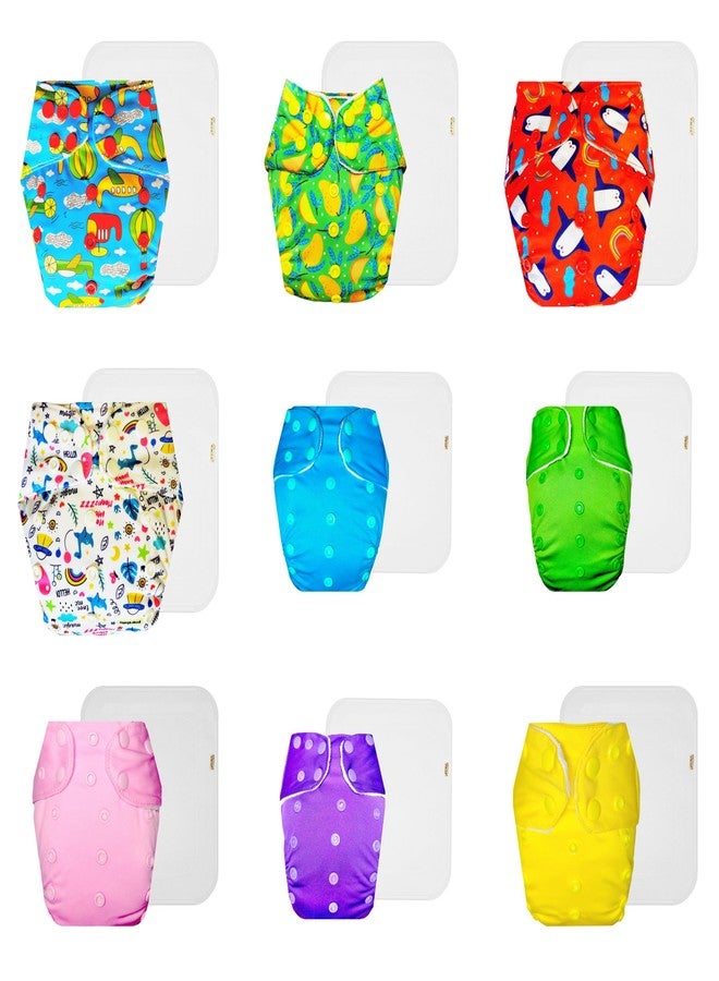 Dumbledo Premium Cloth Diaper with Cotton Insert (Pack of 9) | Dry Feel and Comfortable | Leakproof | Adjustable Snaps | Worry-Free Diapering | 3 Months - 3 Years | Unisex Baby - Image 1