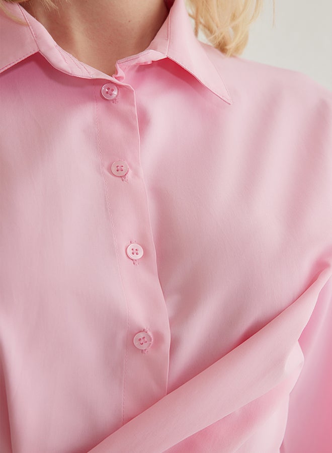 trendyol Pink Binding Detailed Regular Regular Pattern Woven Shirt - Image 4