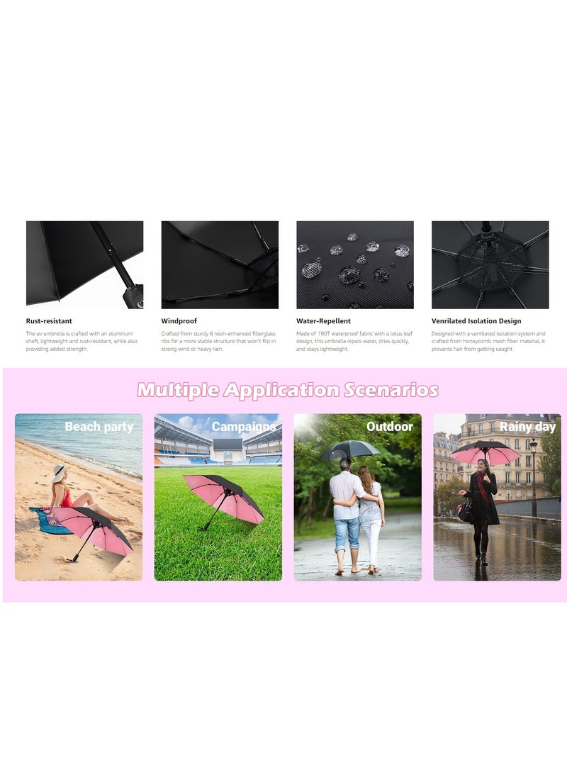 Generic - Uv Umbrellas for Sun Protection with Fan, Cooling Umbrella with Fan,Portable and Rechargeable, Travel Pocket Summer Umbrella for Sun or Rain, Umbrella with fan Flamingo - Image 1