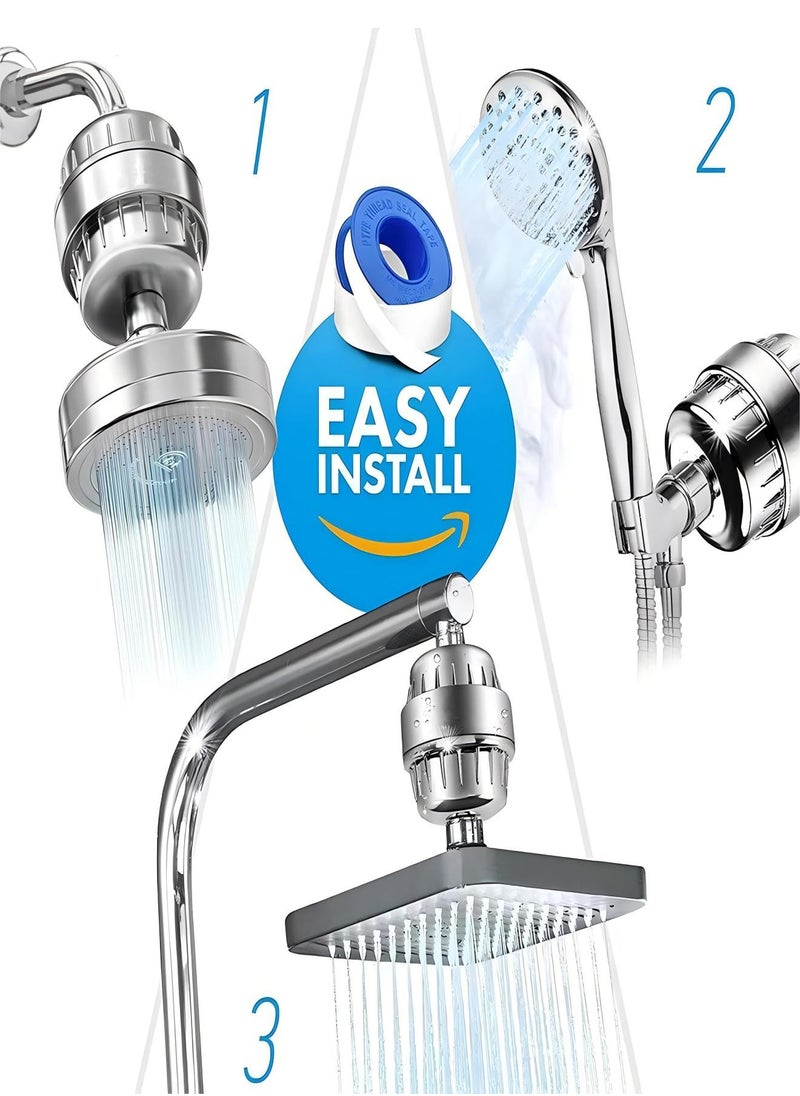 Sharpdo - 25 Stage Shower Filter with Vitamin C Shower Filtration System for Hard Water Water Softener Shower Head Filter with Multi-Stage Filter Cartridge Replacement - Image 1