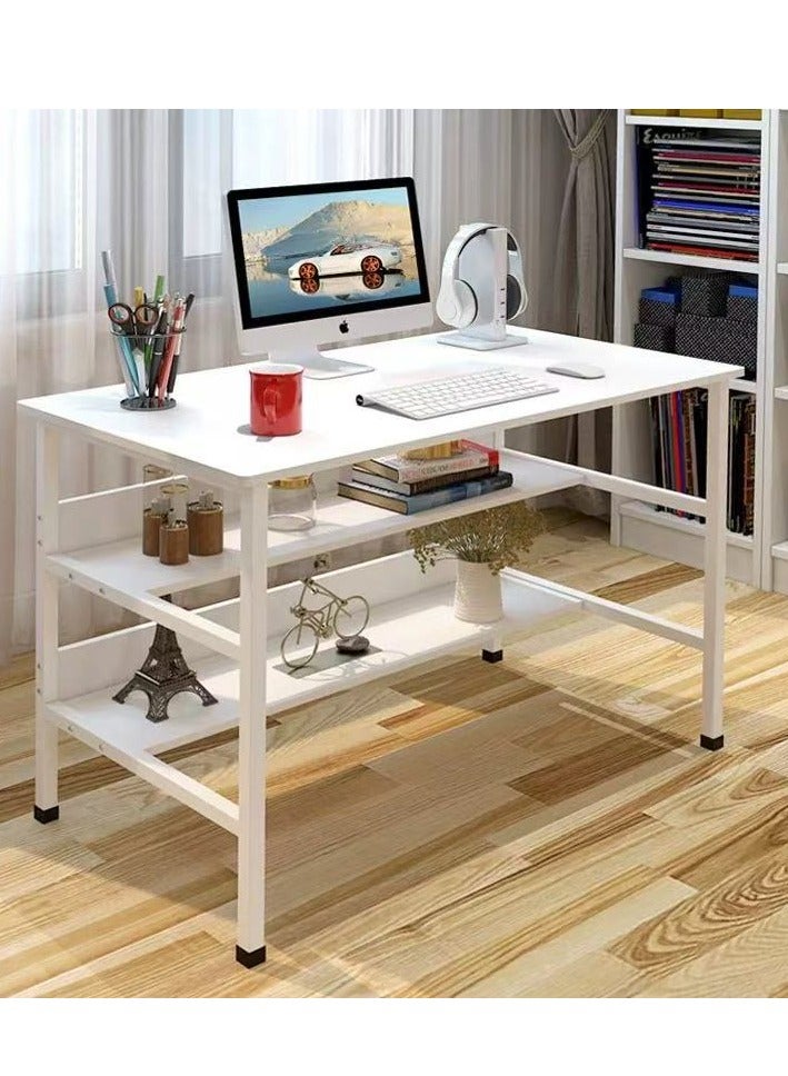 Generic Office Desk Computer Desk Computer Table Simple Writing Desk with 2 Tier Storage Shelf Laptop Table for Study, Home, Office（120*45*73CM）  - Image 1