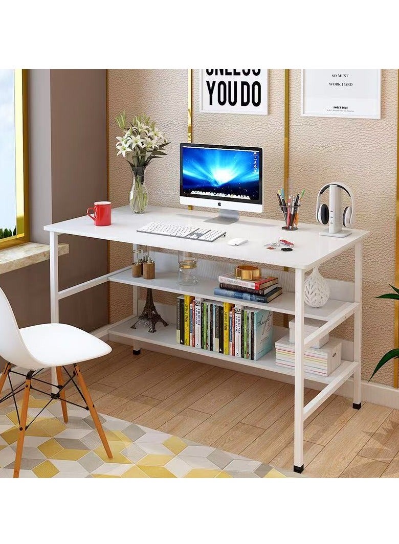 Generic Office Desk Computer Desk Computer Table Simple Writing Desk with 2 Tier Storage Shelf Laptop Table for Study, Home, Office（120*45*73CM）  - Image 2