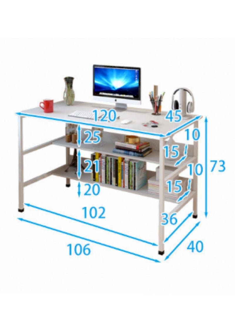 Generic Office Desk Computer Desk Computer Table Simple Writing Desk with 2 Tier Storage Shelf Laptop Table for Study, Home, Office（120*45*73CM）  - Image 3