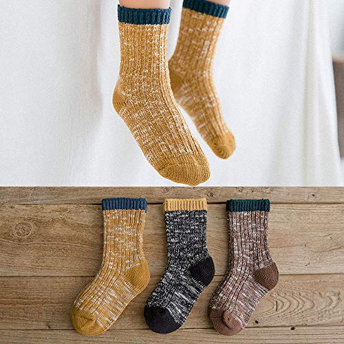 CoCoCute Baby Boys Girls Socks - 3 Pairs Toddler Thick Warm Seamless Chunky Knit Cotton Kid Cotton Crew Socks (S(1-3Y), Boys) - Image 3