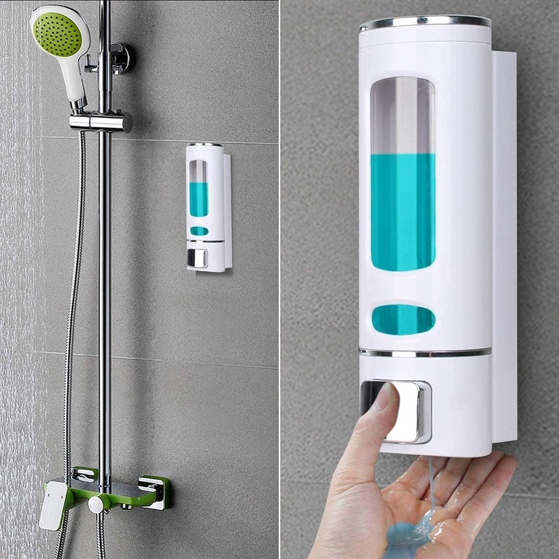 BATH GURU ABS Wall Mounted Soap Shampoo Conditioner Handwash Gel Liquid Soap Sanitizer Dispenser for Bathroom Basin Kitchen Sinks (400 Ml, White) - Image 4