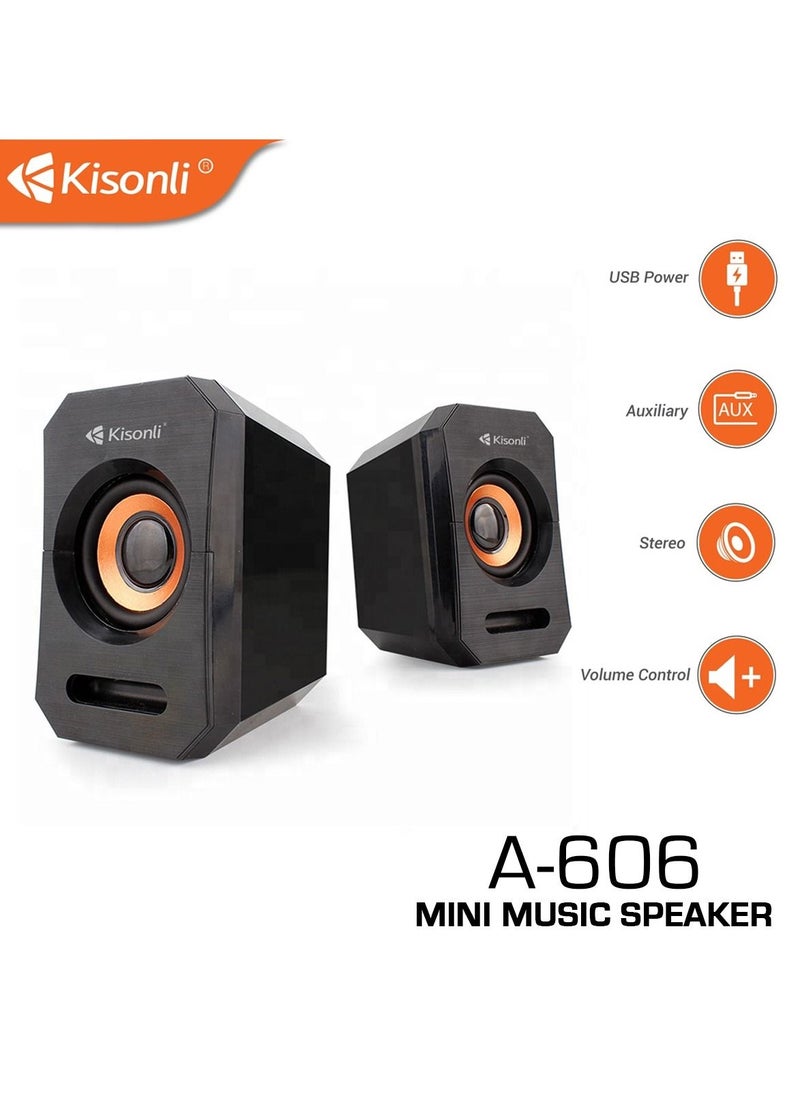 Kisonli - Kisonli 2-Piece USB Multimedia, PC Speaker Set Black - Image 1