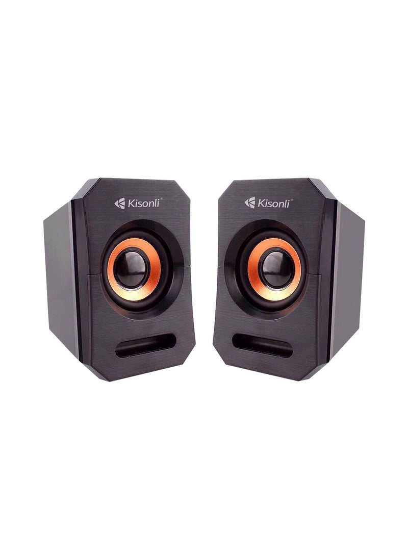 Kisonli - Kisonli 2-Piece USB Multimedia, PC Speaker Set Black - Image 1