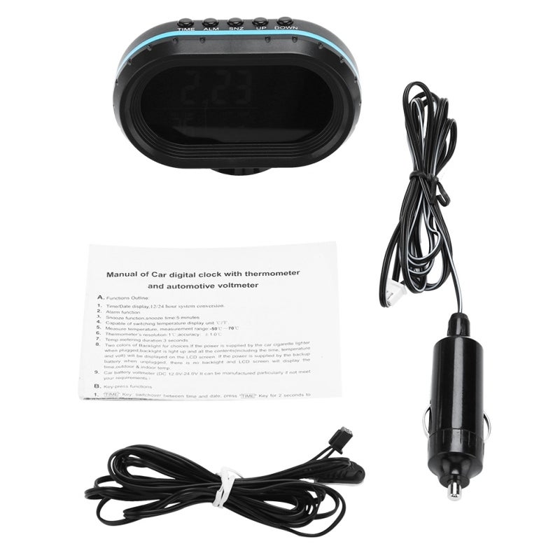 VST Car Voltmeter Multi-Function LCD Clock Monitor - Date Hour Week Second Display Celsius Fahrenheit Thermometer for Auto Accessories - Image 1