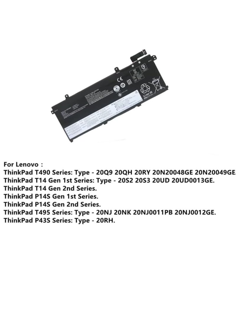 Replacement Battery for Lenovo L18M3P74 ThinkPad T490 T495 P43S T14 P14s L18M3P74 L18M3P73 L18L3P73 L18M4P73 L18M4P74 - Image 2