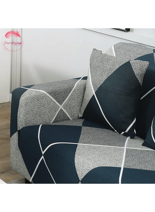 FURSHINE® Sofa Cover 3 Seater and 2 Seater Fully Covered Universal 5 Seater Sofa Cover Non-Slip Sticky Elastic Stretchable Sofa Set Slipcover Protector for (Blue Rhombus, Five Seater (3+1+1)) - Image 4