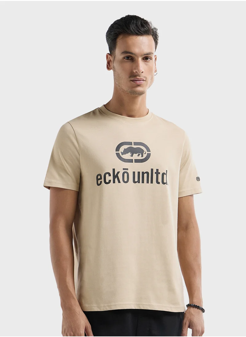 FAV Ecko Printed T-shirt with Crew Neck and Short Slee