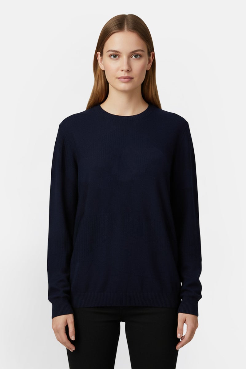 Artefact Women Crew Neck Knitted Sweater, Navy - Image 1