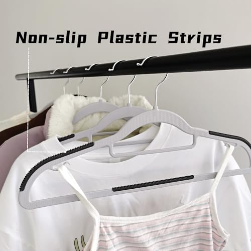 BGRQRIQ Plastic Clothes Hangers 50 Pack, Slim Space Saving Hangers with Anti-Slip Grip, 16.5 Inch Non Slip Coat Hangers with 360° Swivel Hooks for Shirts, Pants, Jackets & Closet Organization - Image 5
