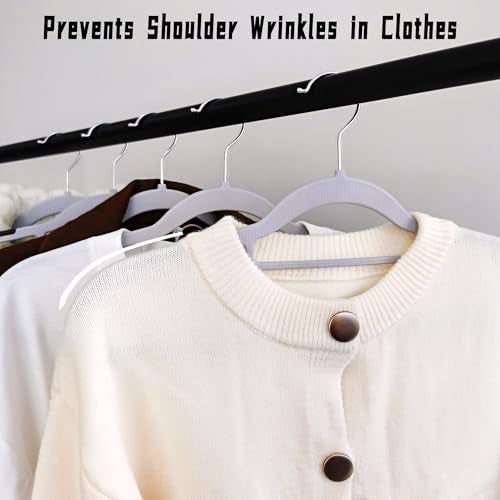 BGRQRIQ Plastic Clothes Hangers 50 Pack, Slim Space Saving Hangers with Anti-Slip Grip, 16.5 Inch Non Slip Coat Hangers with 360° Swivel Hooks for Shirts, Pants, Jackets & Closet Organization - Image 2