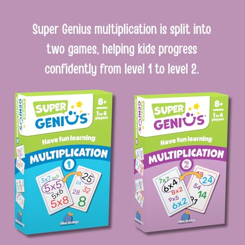 Blue Orange Super Genius Multiplication 2 Tabletop Card Game Fun Flash Card Concentration Matching Game for Kids Ages 8 16 Players Teacher Approved Learn 69 Multiplication Tables Games - Image 5