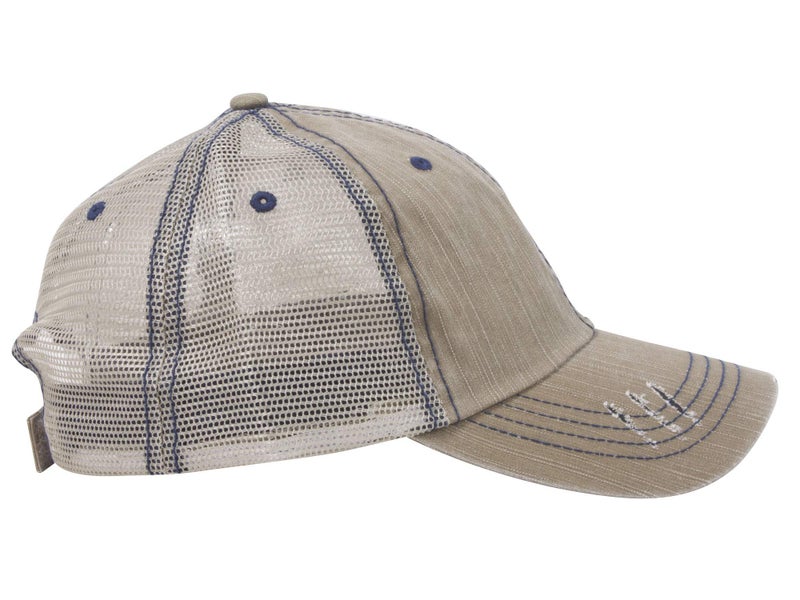Mega Cap Lightweight Vintage Style Washed Mesh Trucker Baseball Cap Hat (Khaki) - Image 3