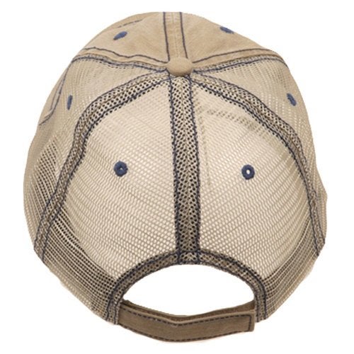 Mega Cap Lightweight Vintage Style Washed Mesh Trucker Baseball Cap Hat (Khaki) - Image 4
