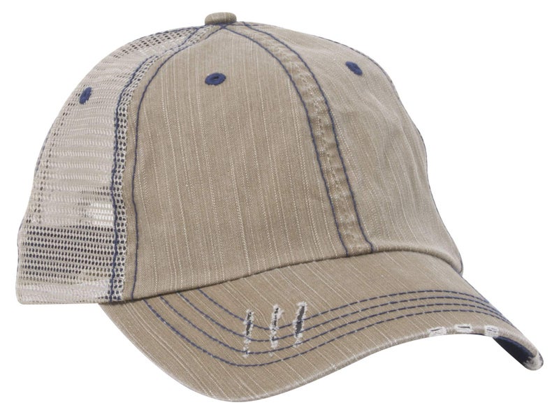 Mega Cap Lightweight Vintage Style Washed Mesh Trucker Baseball Cap Hat (Khaki) - Image 2