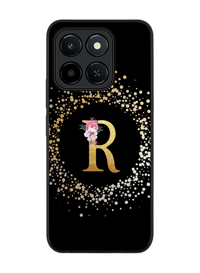 Stylizedd For Honor X6c Case,Slim fit Camera Protection, Shockproof Thin Phone cover  - Custom Monogram Floral - R ( Black ) - Image 1