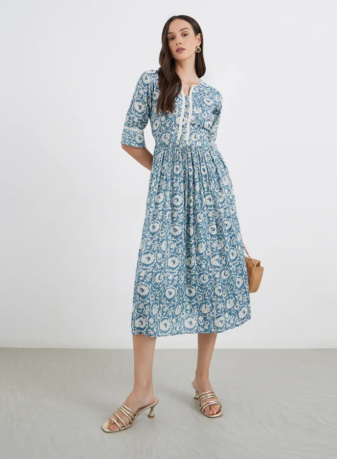 Maxim Creation Maxim Creation All Over Print Fit and Flare Midi Dress