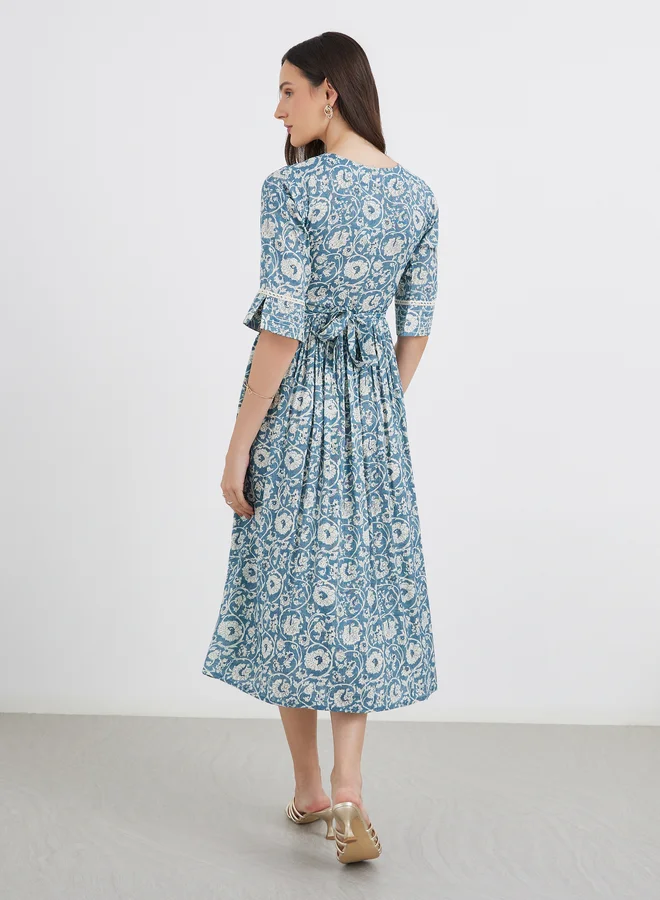 Maxim Creation Maxim Creation All Over Print Fit and Flare Midi Dress