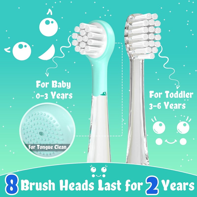 Seago Kids Electric Toothbrushes Rechargeable, Toddler Electric Toothbrush with Magnetic Charging, LED Observing Light, 8 Toothbrush Heads for Ages 2-4-6 Boys Girls - Image 5