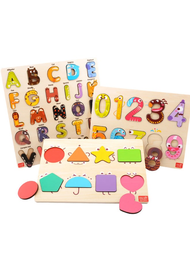 TOI Cognitive Three-dimensional Puzzle Puzzle Children's Early Education Wooden Educational Toys Baby Digital Letters Toddler. 46-Color:Monster Digital Board TP013 - Image 2