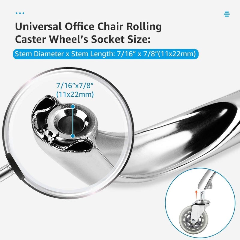 RAJCHAIR RAJCHAIR Steel Chair Base for Swivel Office Chairs Chrome Finish Black White PU Casters Wheels  - Image 5