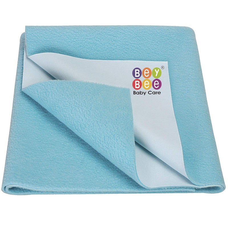 Bey Bee BeyBee Waterproof Quick Dry Sheet for Baby| Bed Pad Anti-Piling Fleece Extra Absorbent Washable Matress Protector| Baby Bed Protector Sheet for Toddler Children, Large Size, 140x100cm, Sea Blue - Image 1