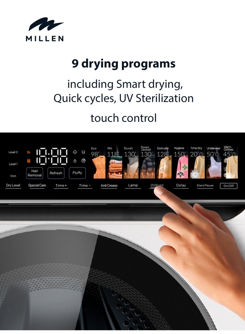 MILLEN 10kg Front Load Heat Pump Dryer – 3Y Warranty,Smart, Efficient & Gentle Drying, 10 kg МDM10WD white - Image 3