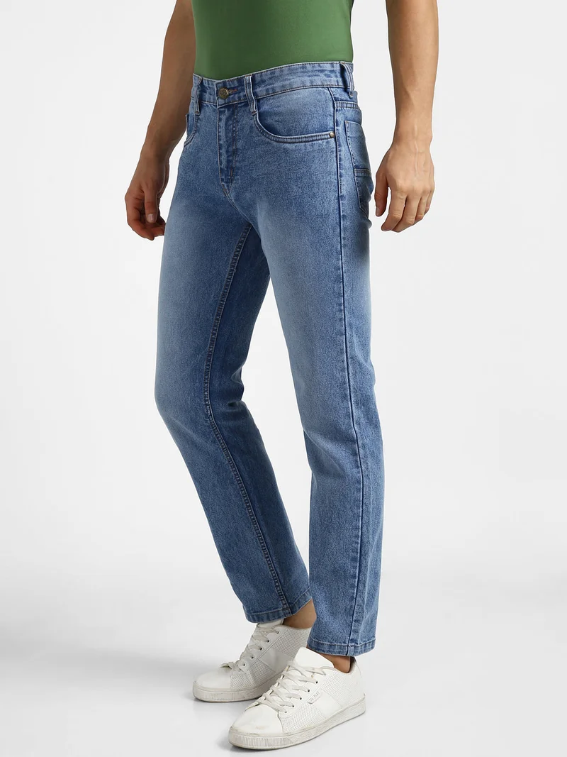 Urbano Fashion  Urbano Fashion Men's Light Blue Regular Fit Washed Jeans Stretchable  | Best Price UAE