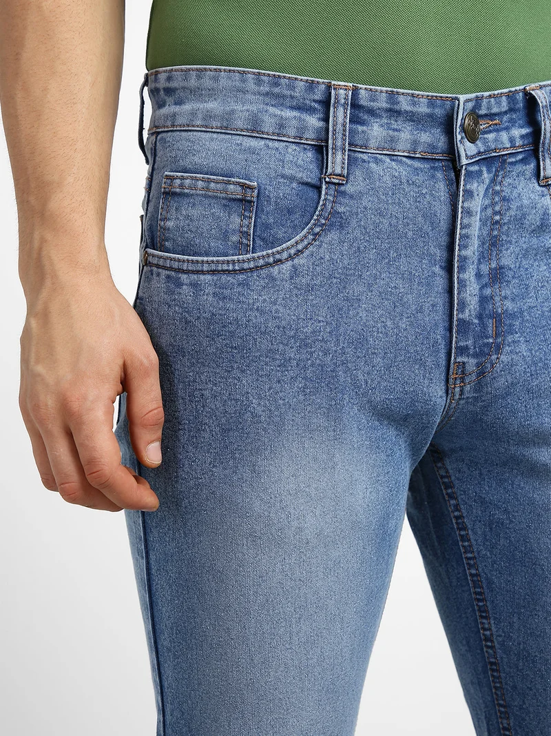 Urbano Fashion  Urbano Fashion Men's Light Blue Regular Fit Washed Jeans Stretchable  | Best Price UAE