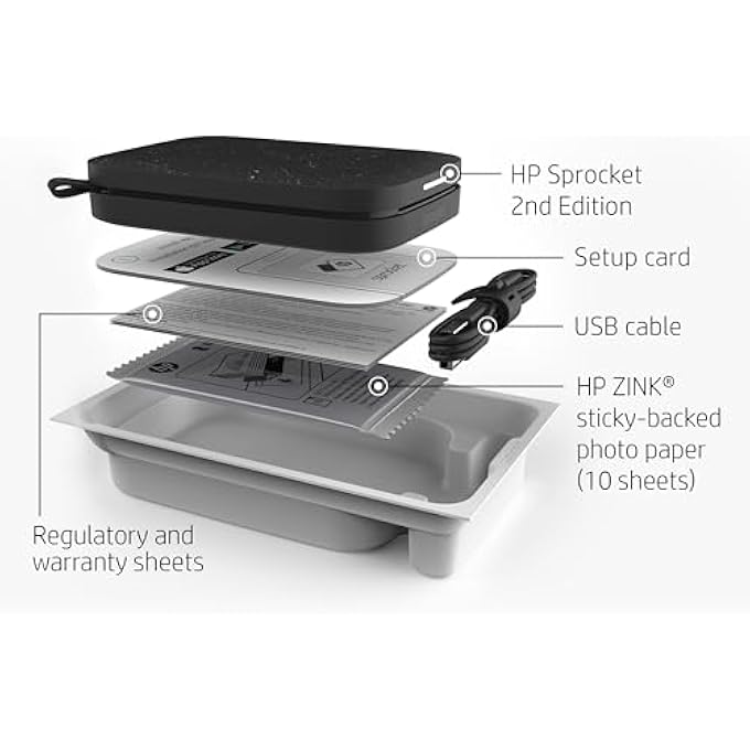 طابعة الصور المحمولة SPROCKET (أسود نويرل) تطبع على الفور صور ZINK 2X3" ذات الخلفية اللاصقة من جهازك iOS و Android. - Image 3