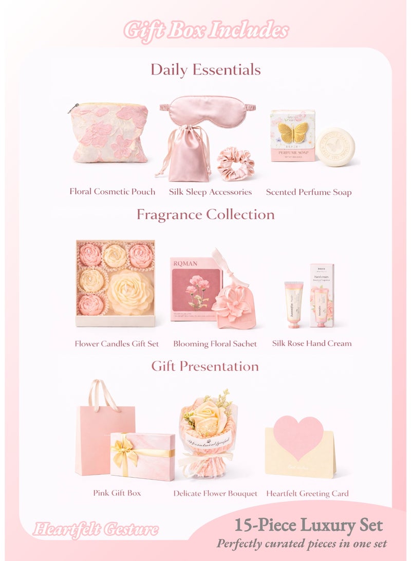 XIANGYA Birthday Gift for Ladies, Gift for Ladies – 15-Piece Luxury Pamper Gift Box, Ready-to-Give Self Care Set for Wife, Girlfriend, Mom – No Wrapping Needed, Perfect for Every Occasion - Image 3