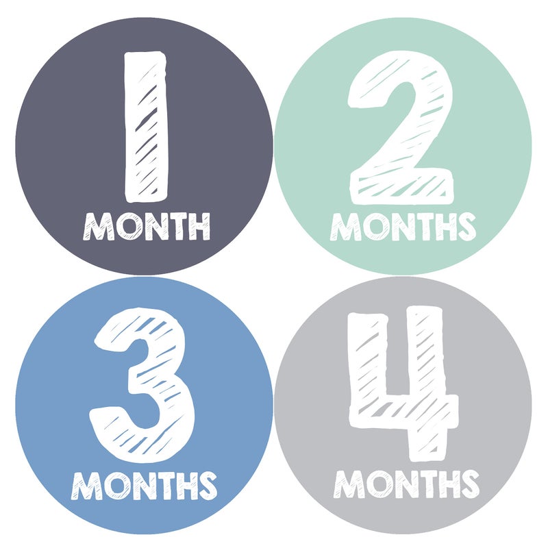 Months in Motion Boys Monthly Milestone Stickers 12 Belly Stickers for Infants First Year