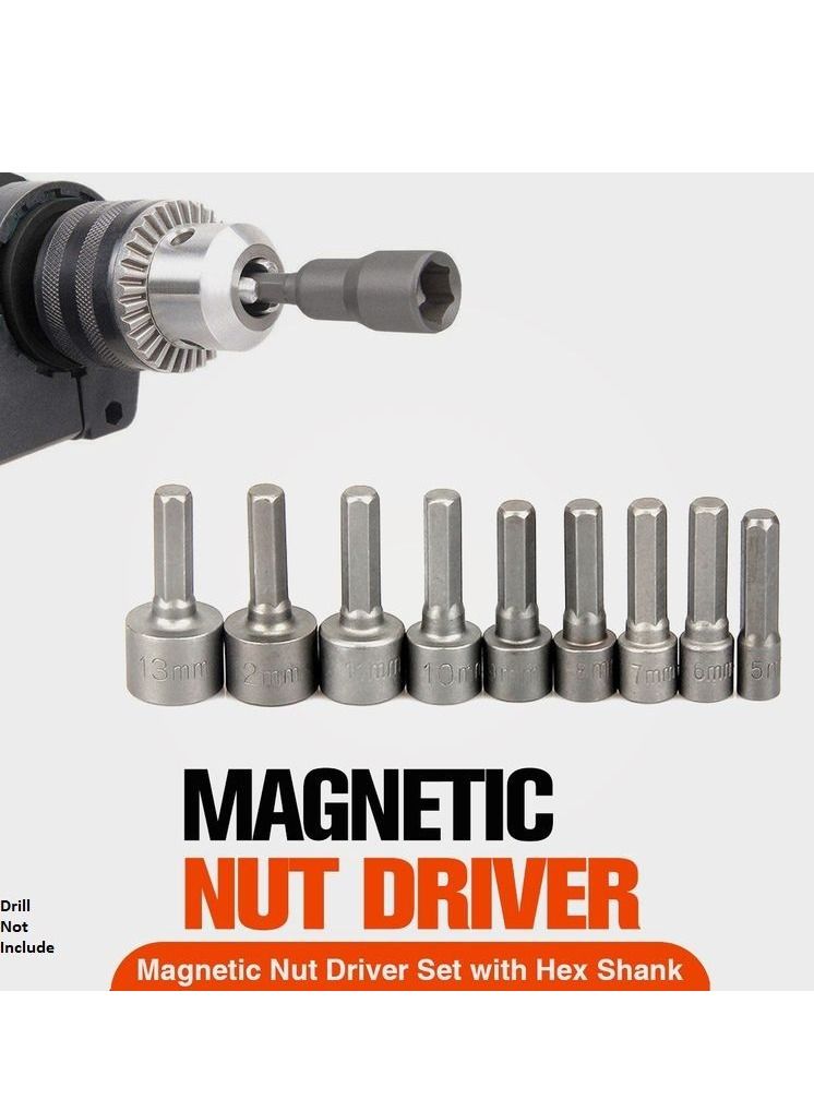 HORUSDY 9 Pcs Hex Shank Nut Setter Set, Handle Electric Nut Driver Drill Bit Socket Wrench Screw Magnetic HORUSDY SDY-94168 - Image 1