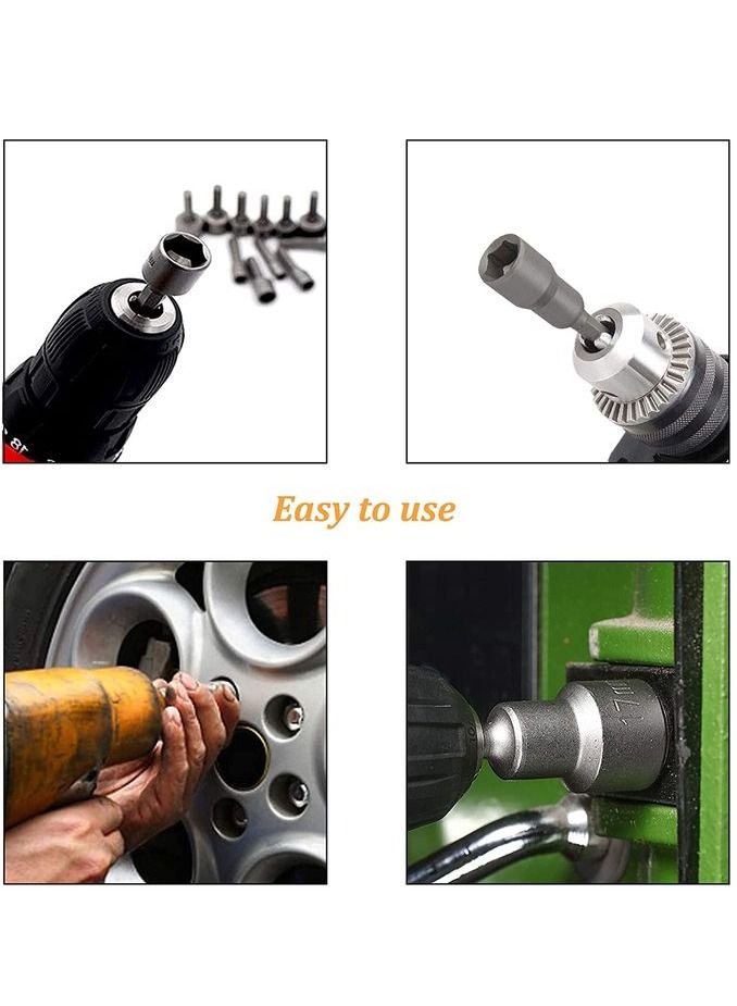 HORUSDY 9 Pcs Hex Shank Nut Setter Set, Handle Electric Nut Driver Drill Bit Socket Wrench Screw Magnetic HORUSDY SDY-94168 - Image 5