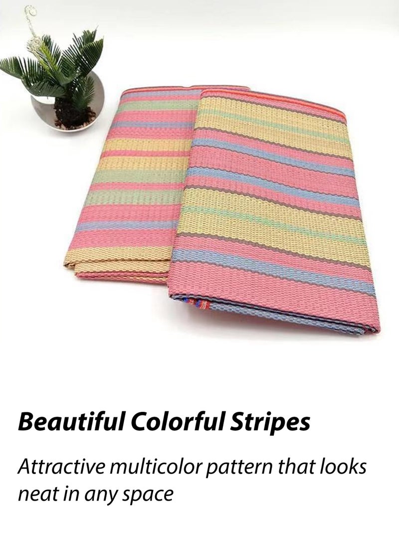 Toshionics Foldable Chatai Picnic Mat 137 x 203 cm | Large Outdoor Camping Mat | Waterproof Washable Plastic Woven Floor Mat for Beach, Garden, Prayer, Travel & Home Use | Model T114694 - Image 2