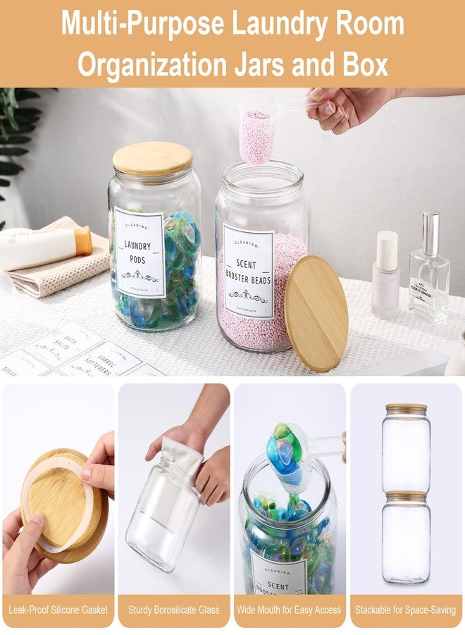 CYYKDA Laundry Pods Container With Airtight Bamboo Lid,Glass Jars for Laundry Room Organization Jar. Dishwasher pods container.1/2 Gallon Laundry Jars for Detergent Powder,Scent Boosters,Laundry Room Storage - Image 5
