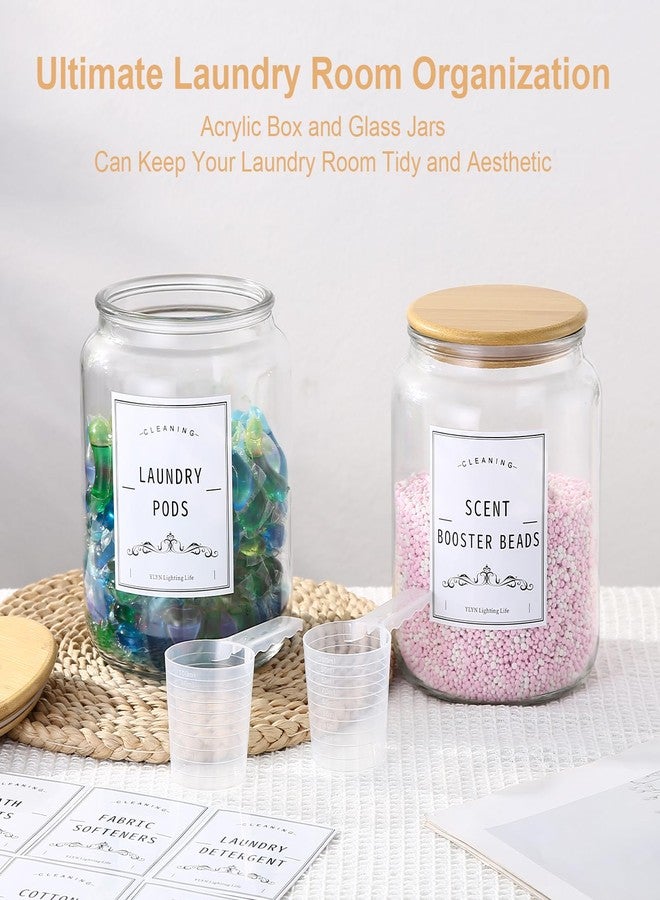 CYYKDA Laundry Pods Container With Airtight Bamboo Lid,Glass Jars for Laundry Room Organization Jar. Dishwasher pods container.1/2 Gallon Laundry Jars for Detergent Powder,Scent Boosters,Laundry Room Storage - Image 3