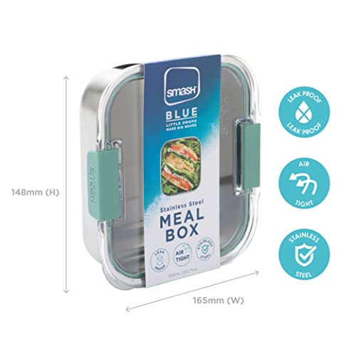 Smash Microwave Safe Stainless Steel Lunch/Sandwich/Meal Box, Sage - Image 2