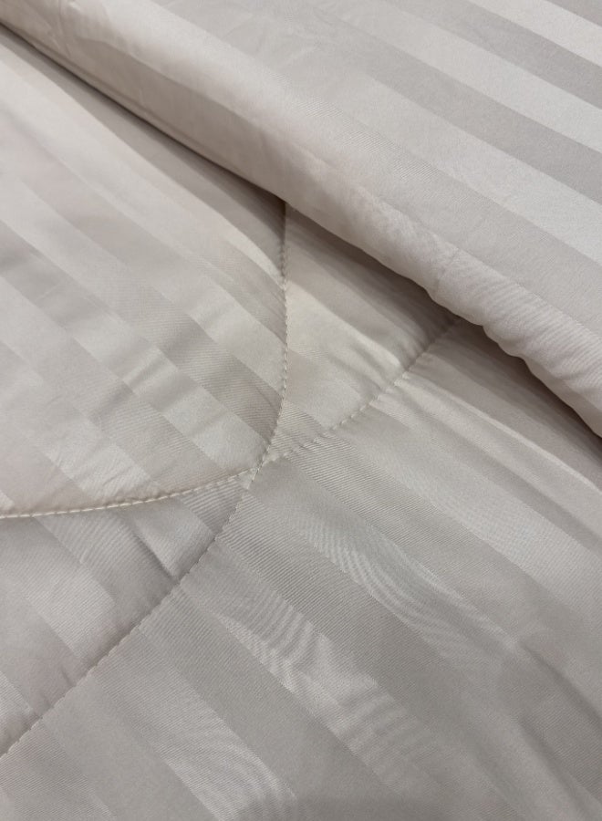 INREST Royal Line Dark Beige Single Comforter Set – 4 Pieces Hotel Stripe Bedding – Comforter 160×230 cm - Image 5