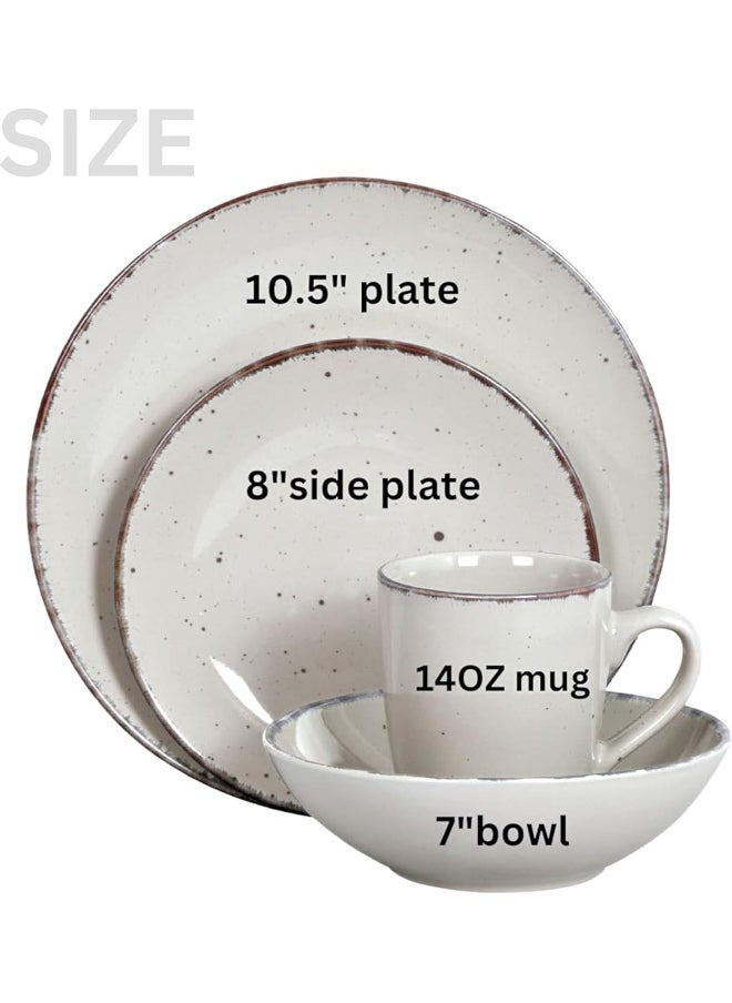 Feelings - 16 Piece Stoneware Dinner Set With 4 X 27 Cm Dinner Plate, 4 X 20 Cm Side Plate, 4 X 15 Cm X 6 Cm Bowls, 4X 415 Ml Mugs , Serves 4 For Everyday Use, Cream White - Image 1