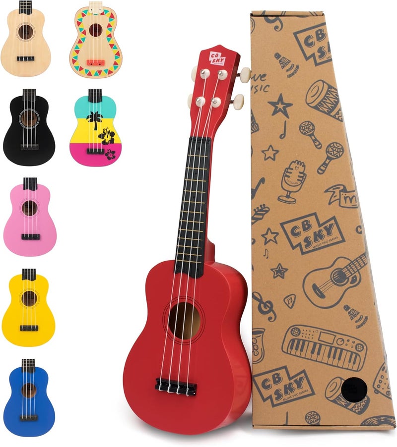 CB SKY Soprano Ukulele 21"/53cm beginners, students kids guitar (Red) - Image 1