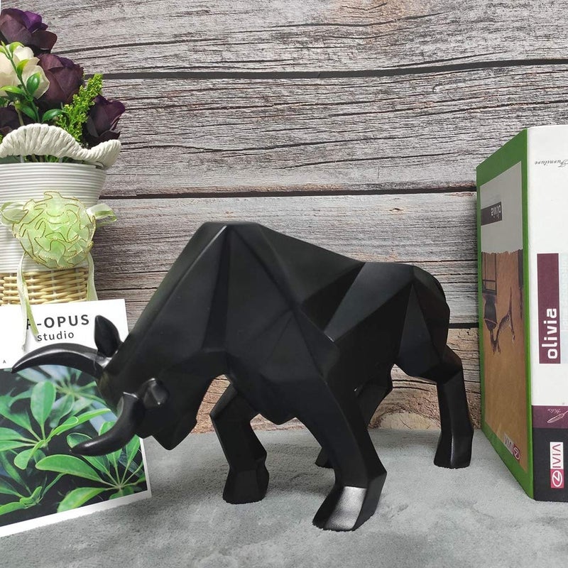 ASNOMY Polyresin Bull Figurine Home Decor  Abstract Sculptures  Originality Home Decoration Furnishing Animal Ornament  Geometric Surface Statues Home Decor Ornament - Image 2