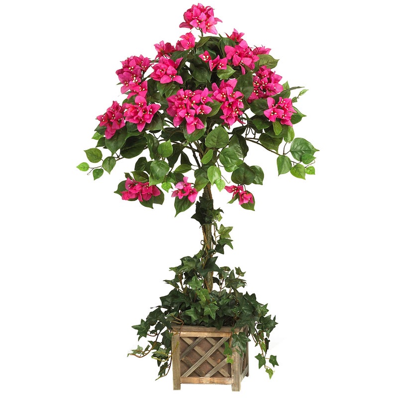 Nearly Natural Nearly Natural 34in Artificial Bougainvillea Topiary with Wood Box