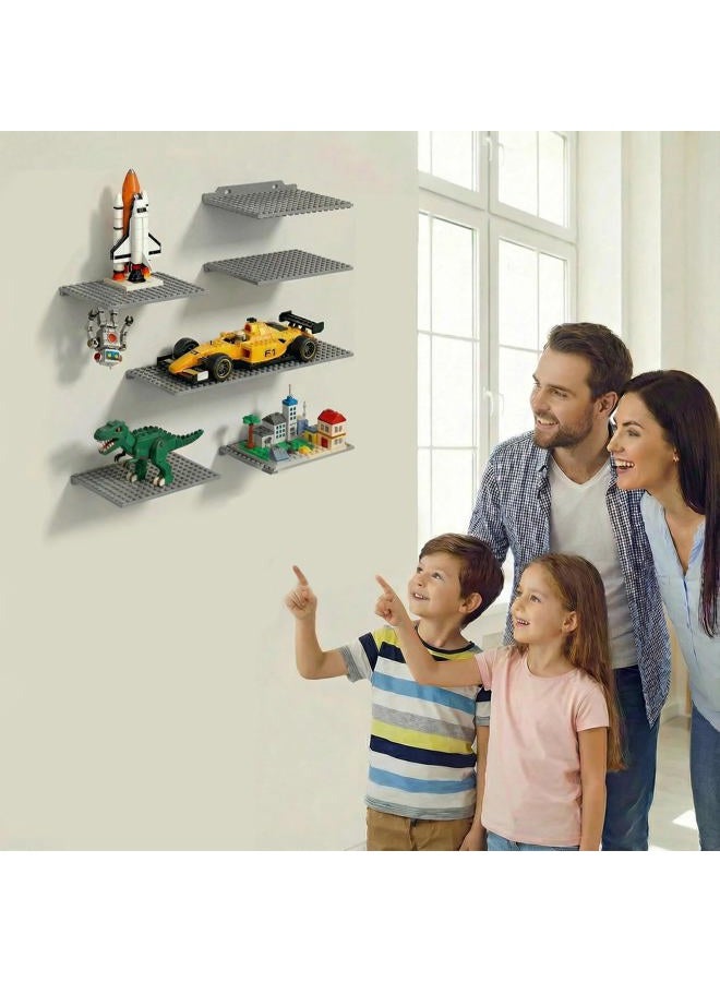 TERDEWE (12 Pack) Grey Dual-Sided Floating Shelves for Wall Compatible with Lego Building Bricks,16x13 Studs for Display and Protect Completed Legos Projects,Display Shelves for Room Decor - Image 2